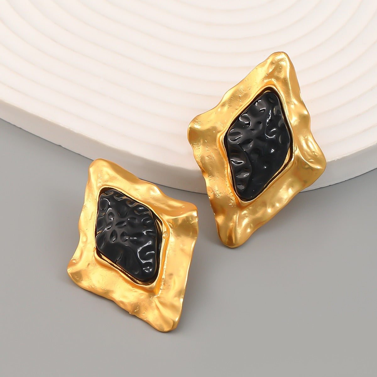 Diamond Shaped Black Core Earrings