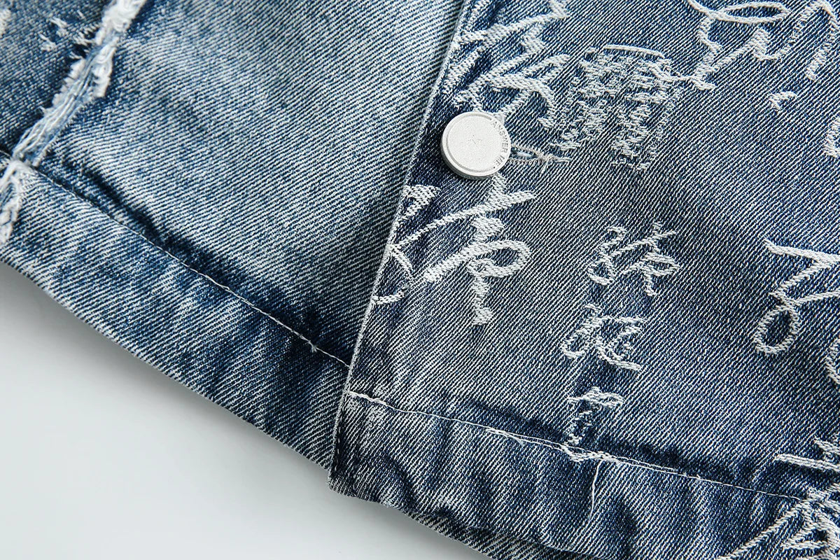 Pre Order:  Denim Letter Pattern Jacket