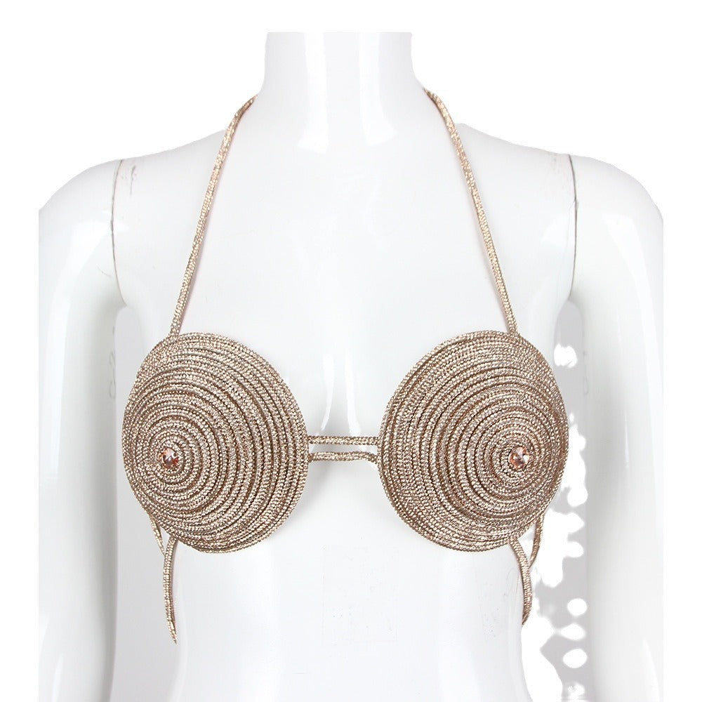 Pre Order:  Gold Round Chest Chain Bra