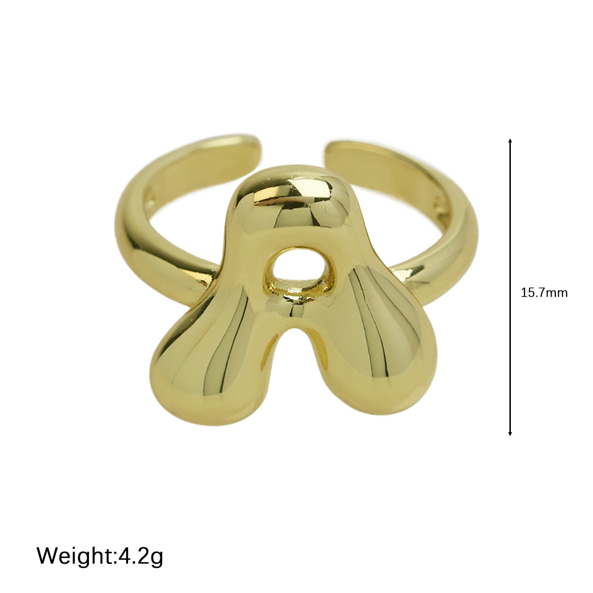 Pre Order: Golden Smooth Bubble Balloon Chubby Alphabet Ring