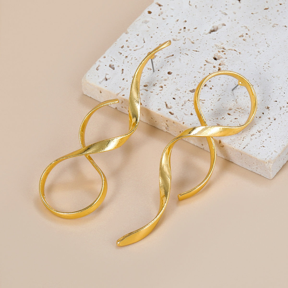 Alloy Curved Lines Exaggerated Earrings