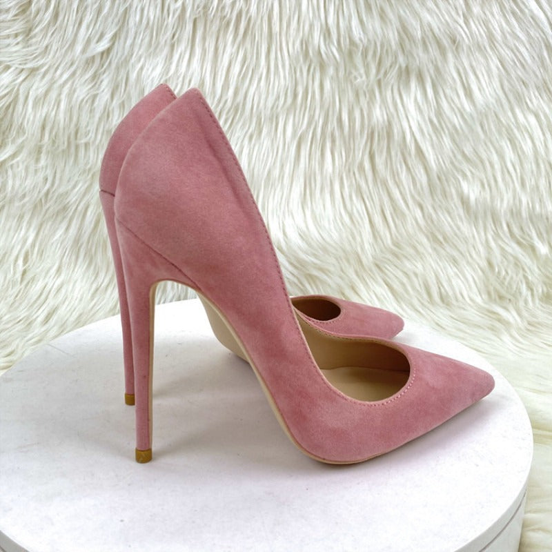 Pink Suede Shallow Cut Stilettos