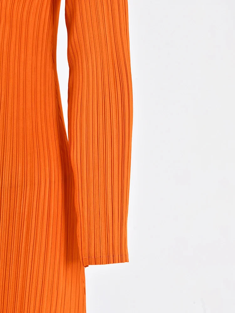 Pre Order:  Orange Tassel Pleated Dress