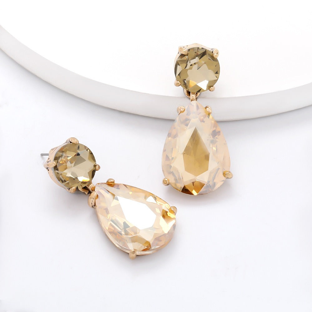 Pre Order:  Glass Water Drop Alloy Earrings