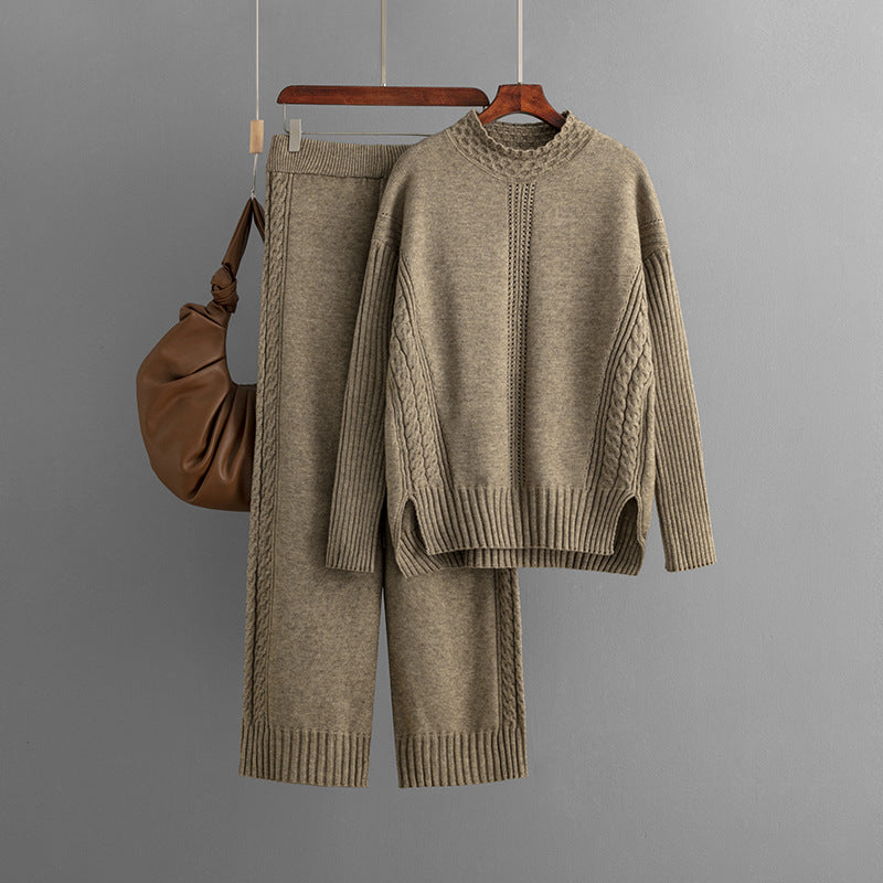 Pre Order:  Casual Solid Loose Knit Sweater + Pants Set