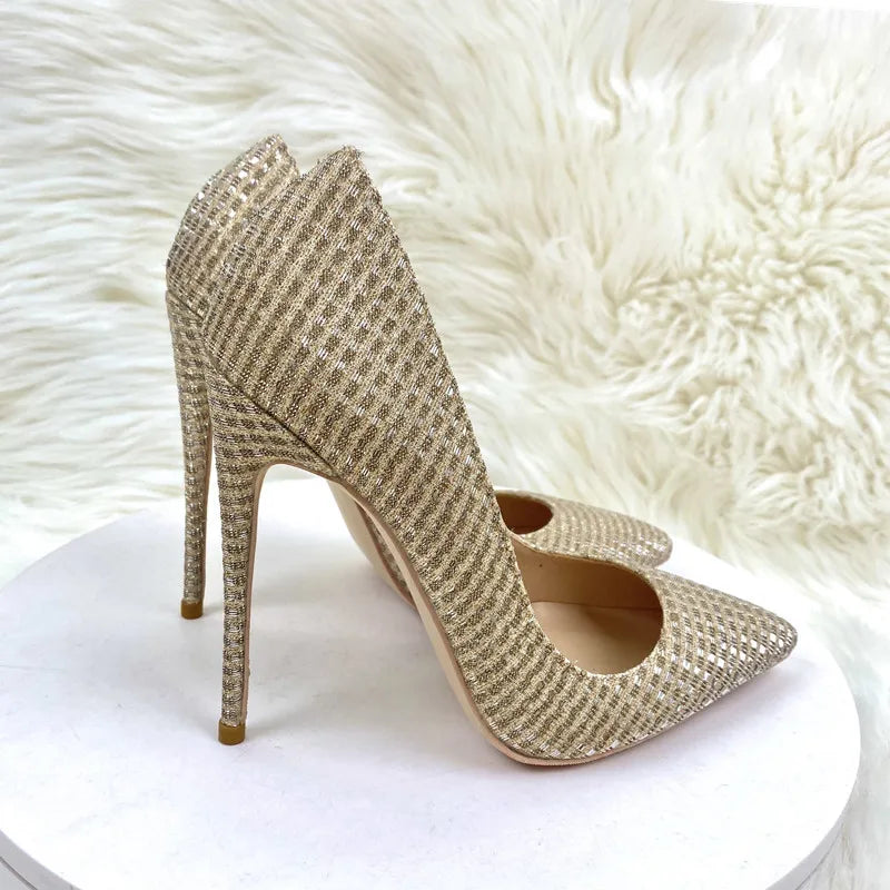 Pre Order:  Glittery Gold Stiletto Pumps