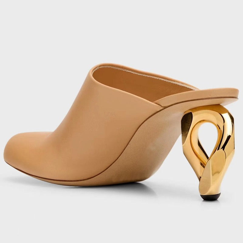 Pre Order:  Round Toe Irregular Heel Mule Shoes