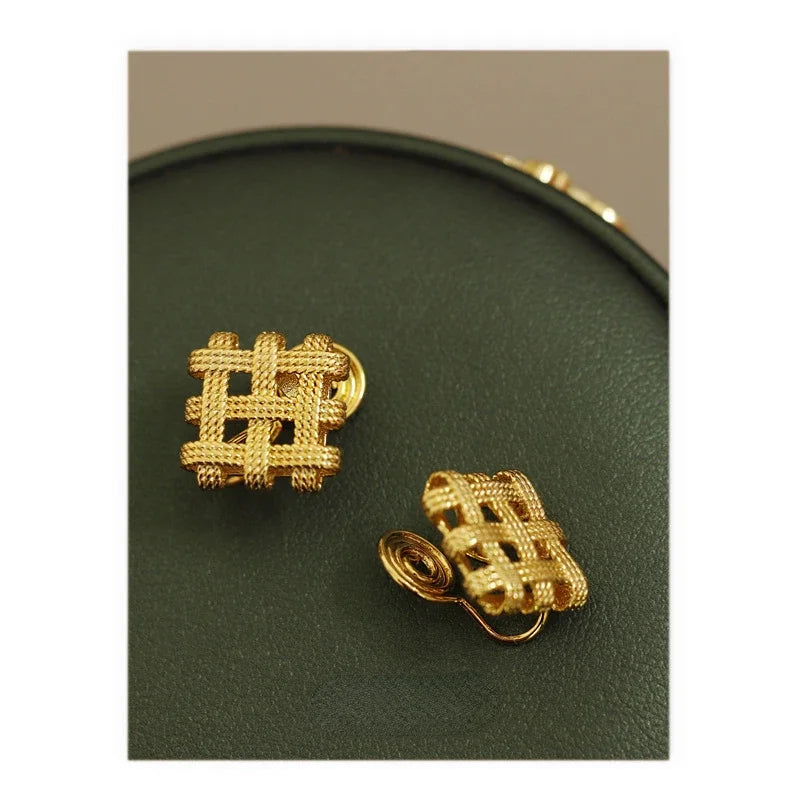 Pre Order:  Square Braided Ear Clip or Stud Earrings