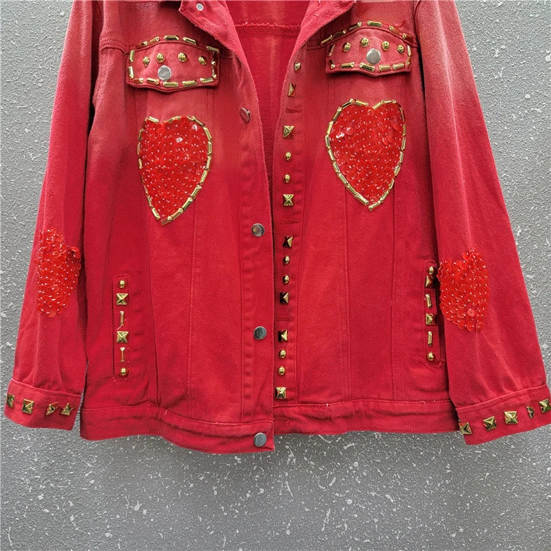 Pre Order:  Hearts & Metals Red Denim Jacket