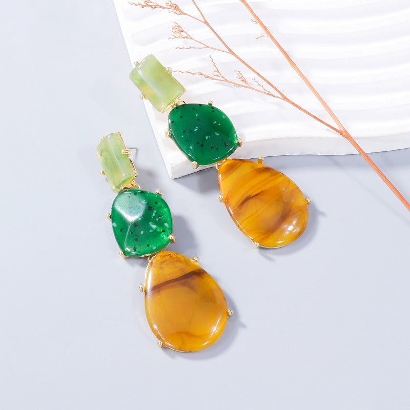 Pre Order:  Multi-Layered Exaggerated Geometric Resin Earrings