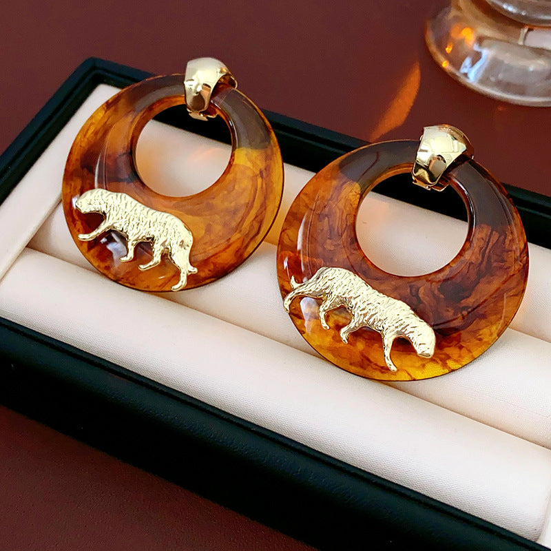 Pre Order:  Tiger Geometric Vintage Earrings