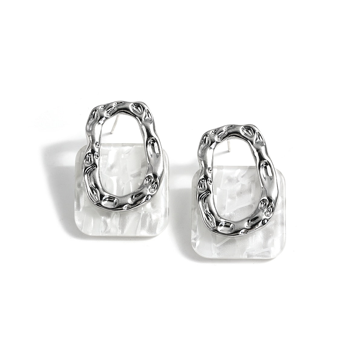 Pre Order:  Elegant Square Acrylic Resin Pearl Earrings