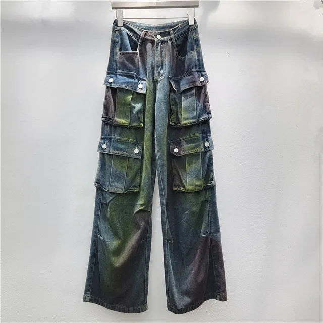 Pre Order:  Tie Dye Multi Pocket Loose Straight Pants