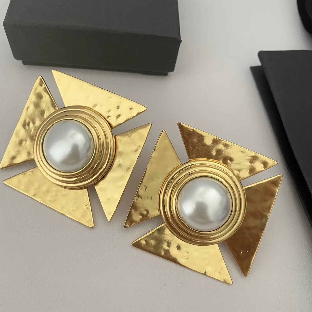 Pre Order:  24KGold-Plated Pearl Large Square Clip Earrings