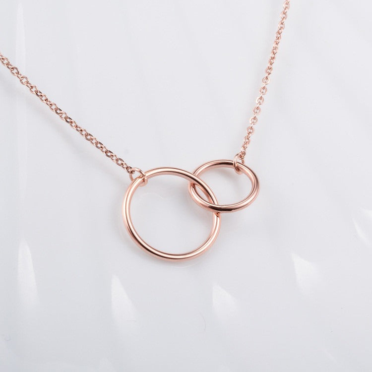 Pre Order:  Double Ring Plated Silver Necklace