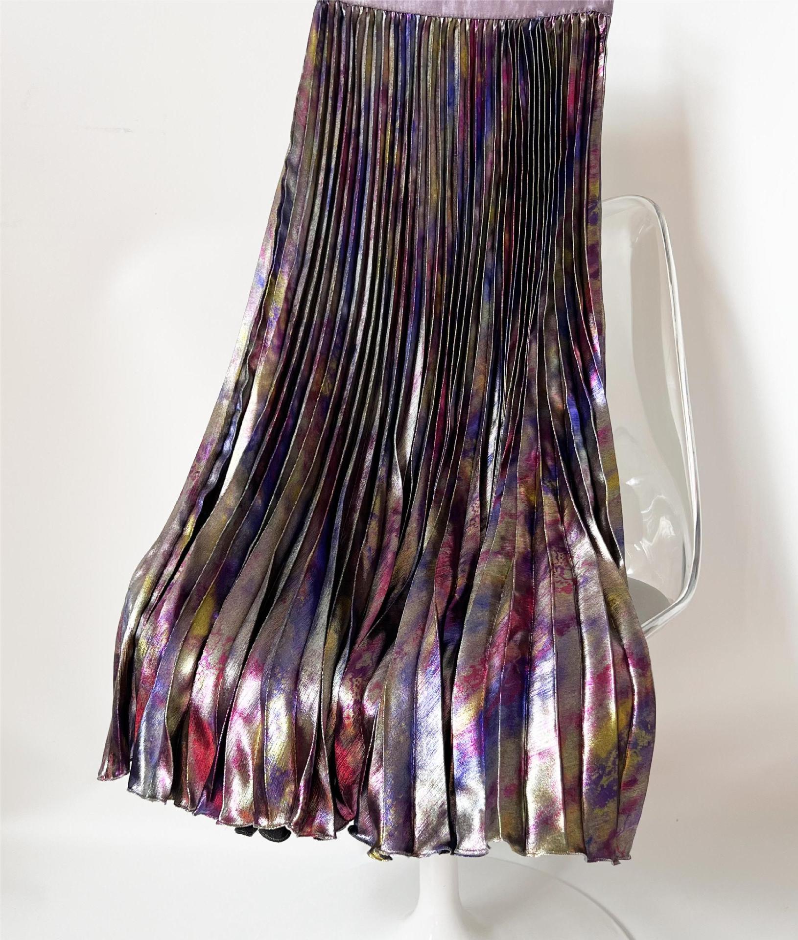 Pre Order:  Metallic Light Colorful High Waist Elastic Waist Pleated Skirt