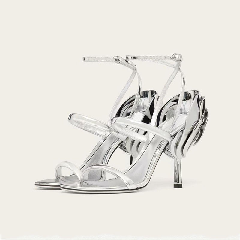 Pre Order:  Flower Slim Stiletto Heels Sandals