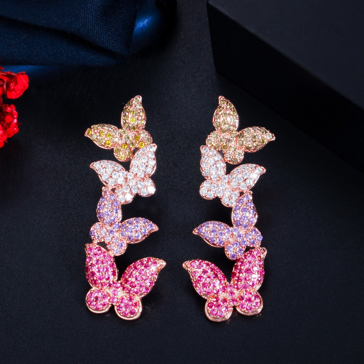 Pre Order:  Colorful Butterfly Zircon Earrings