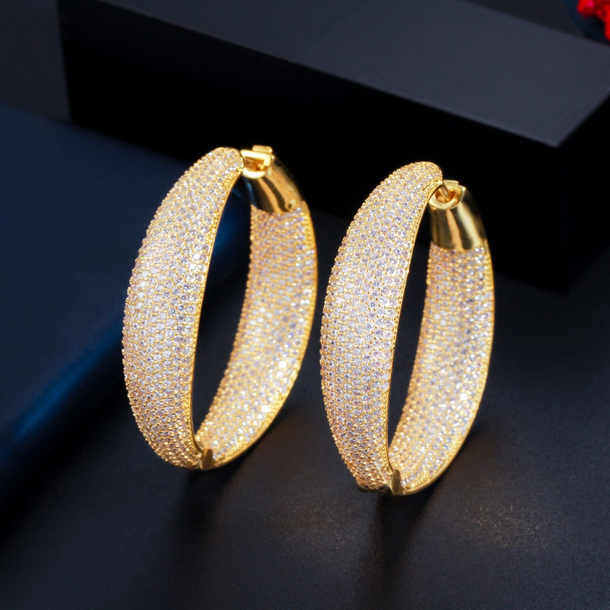 Pre Order:  Round Micro-Paved Zircon Earrings