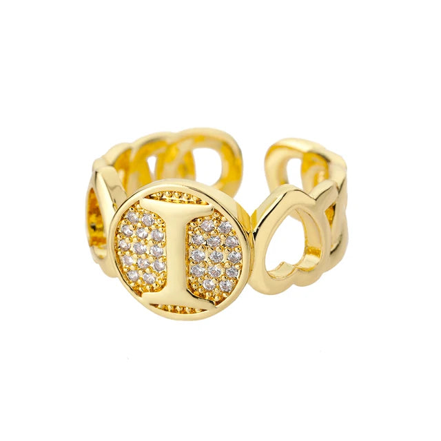 Pre Order:  Alphabet Gold Plated Resizable Ring