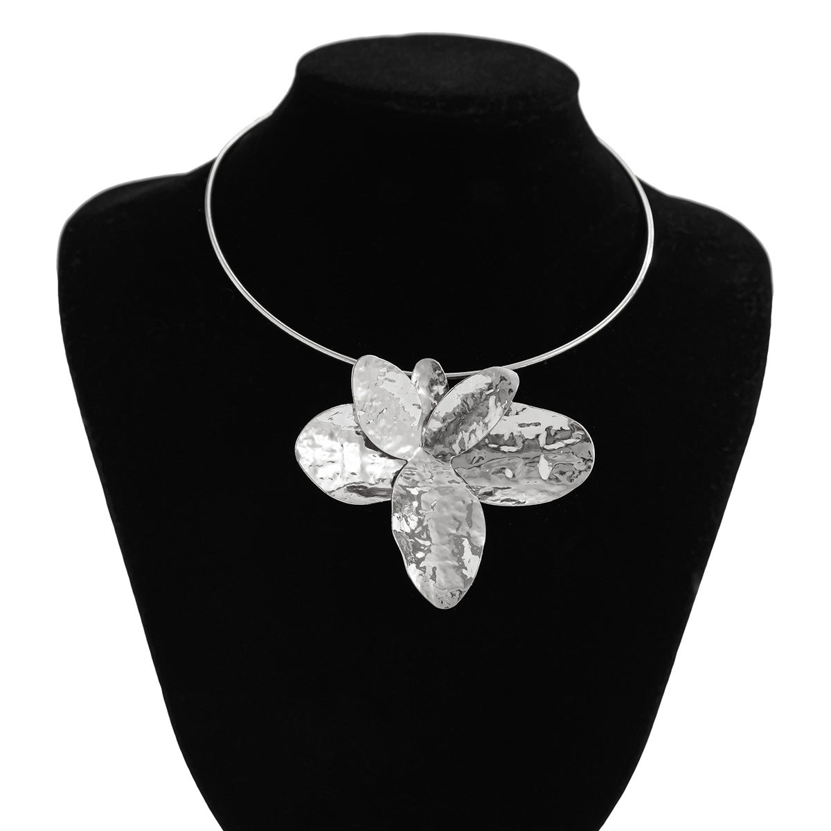 Pre Order: Irregular Metallic Petal Collarbone Necklace + Petal Earrings