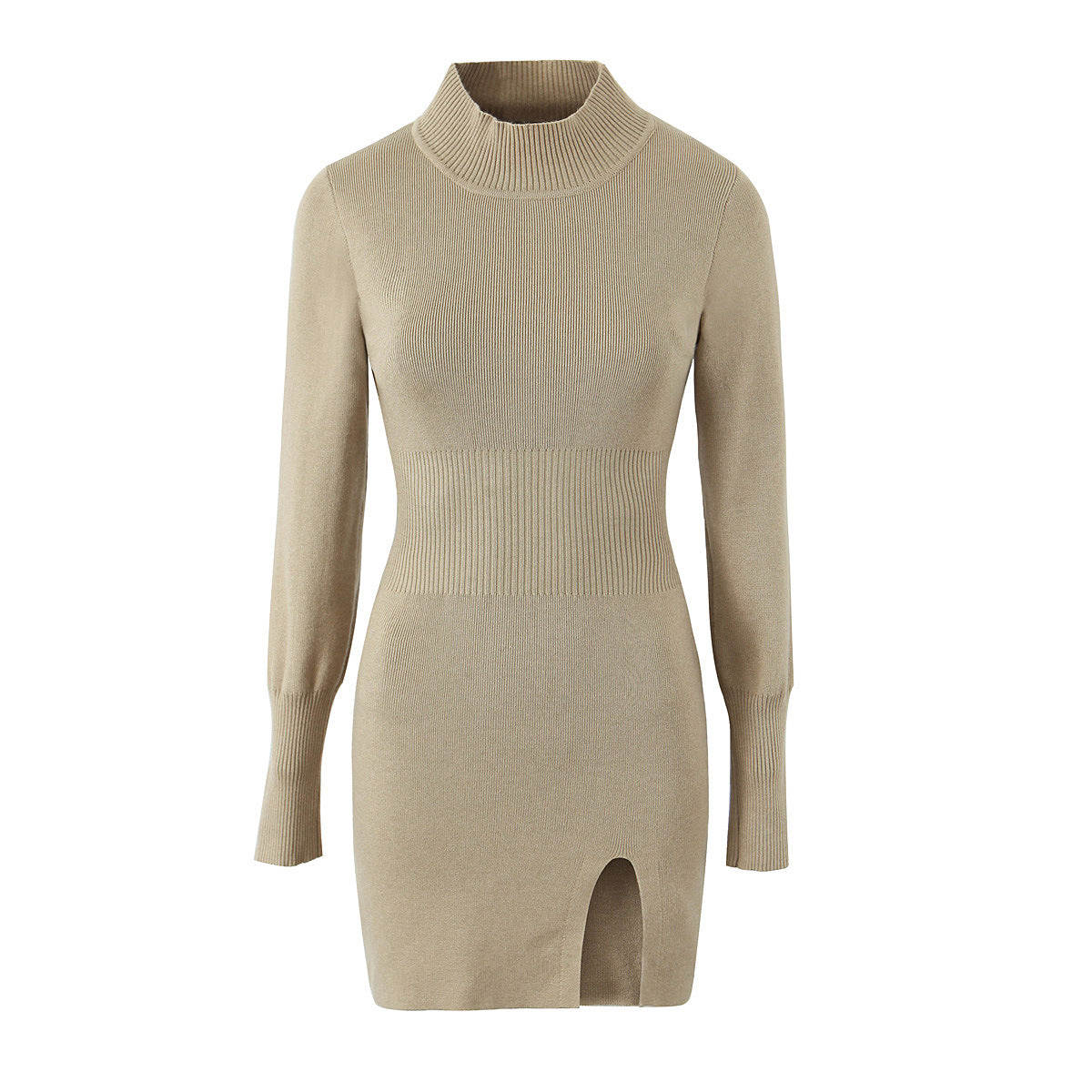 Pre Order: Solid Hip Hugging Split Knit Bodycon Dress