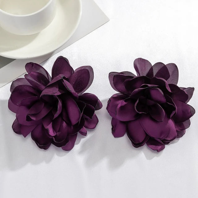 Pre Order:  Large Flower Fabric Earrings