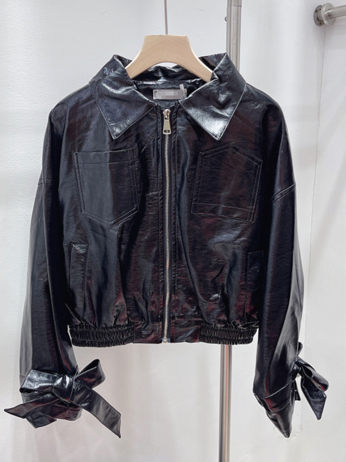 Pre Order: Zip Up PU Leather Solid Color Motorcycle Jacket