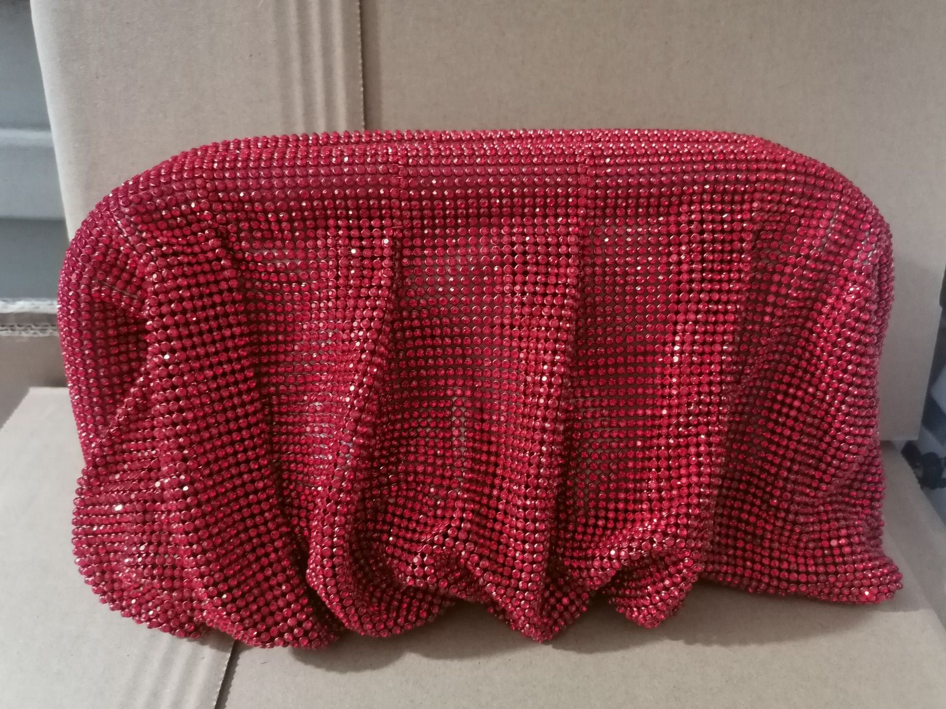 Pre Order: Sparkling Diamond Cloud Wrinkled Dumpling Clutch Bag