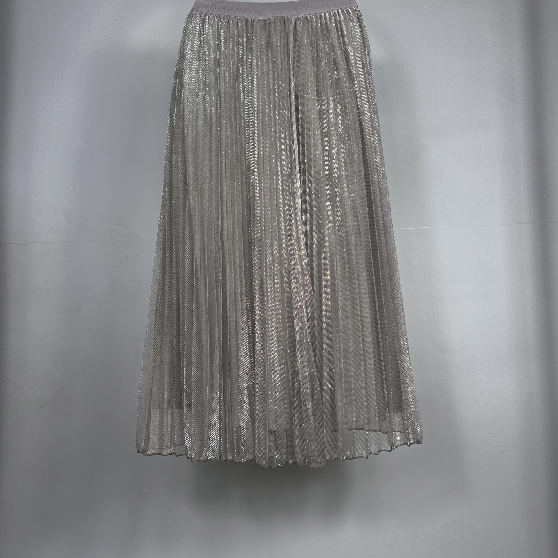 Pre Order:  Light Mesh High Elastic Waist Pleated Skirt