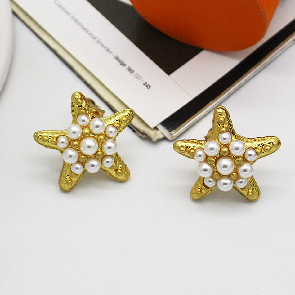 Pre Order:  Starfish Pearl Antique Minimalist Earrings