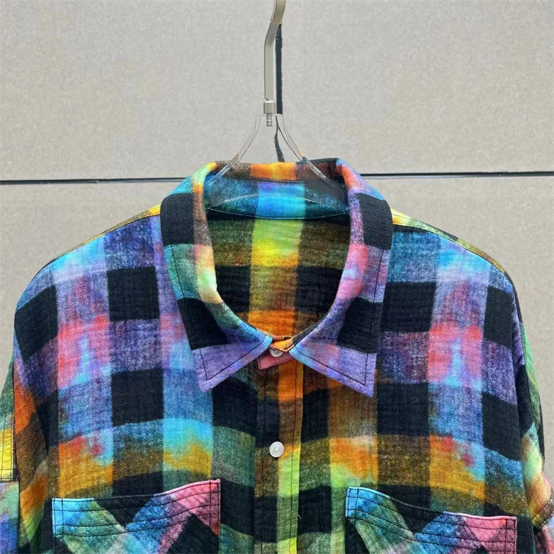 Rainbow Plaid Cotton Shirt