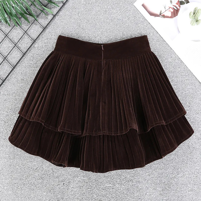 Pre Order:  Velvet Pleated Mini Skirt