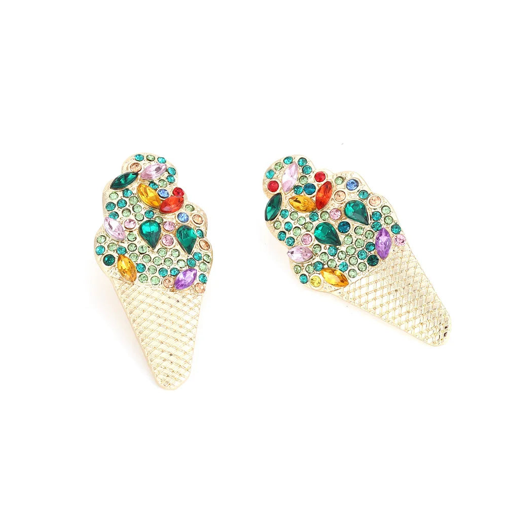 Pre Order:  Ice Cream Cone Rhinestone Earrings