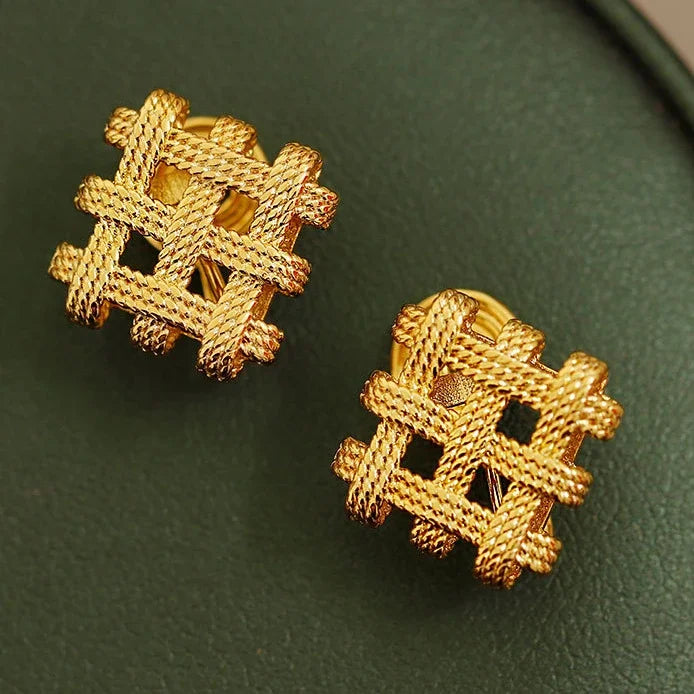 Pre Order:  Square Braided Ear Clip or Stud Earrings