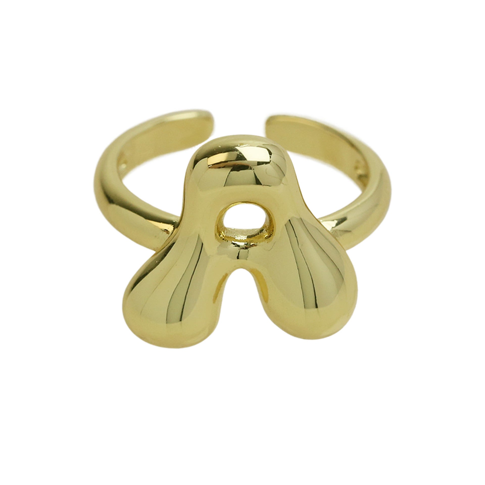 Pre Order: Golden Smooth Bubble Balloon Chubby Alphabet Ring