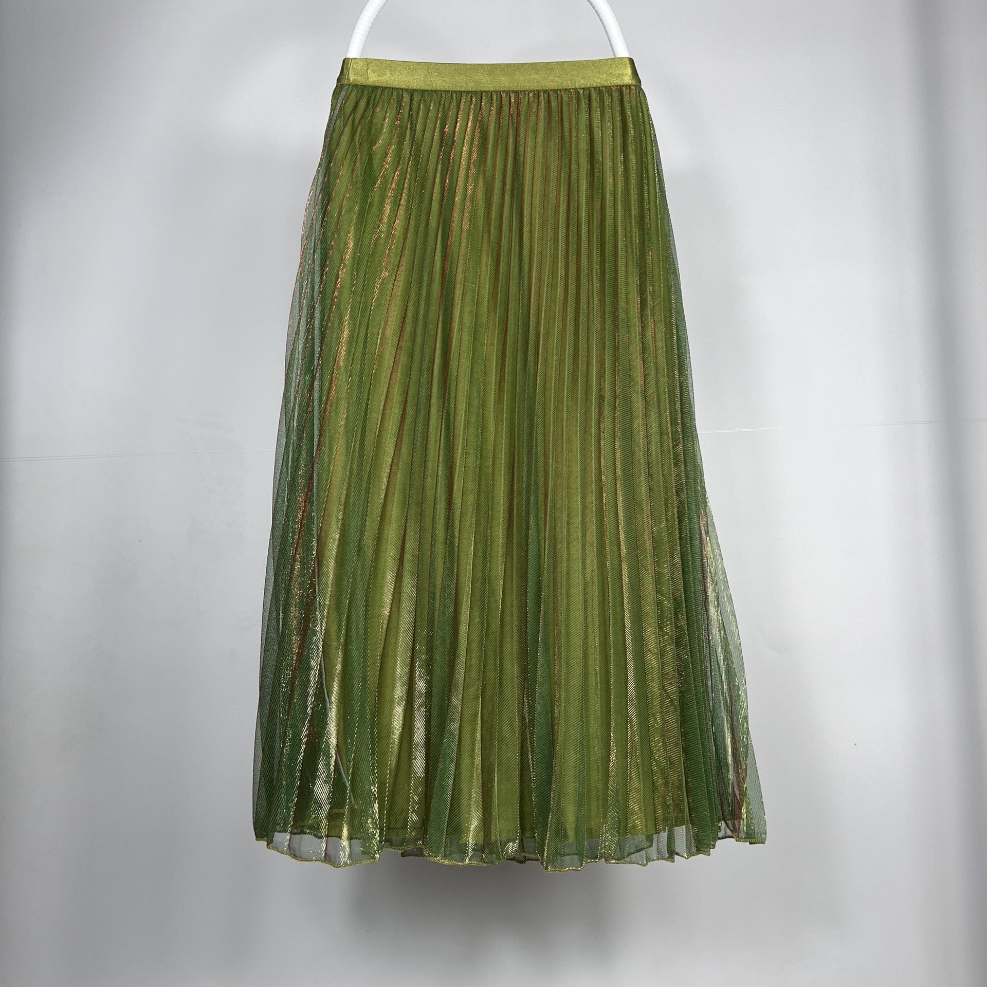 Pre Order:  Light Mesh High Elastic Waist Pleated Skirt