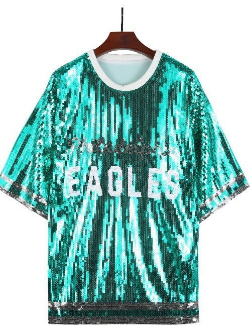 Pre Order:  Cheerleader Jersey Sequin T-shirt