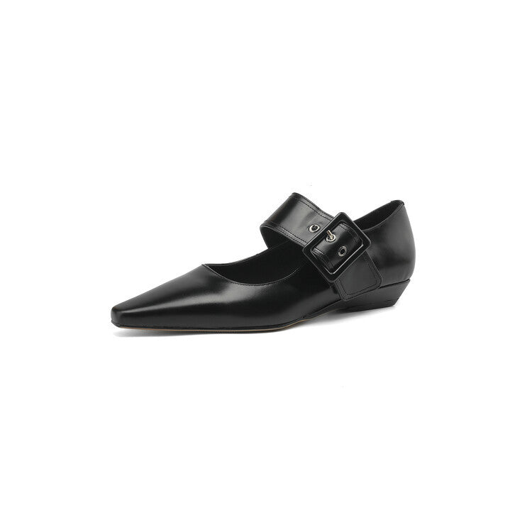 Pre Order:  Square Toe Buckle Strap Shoes