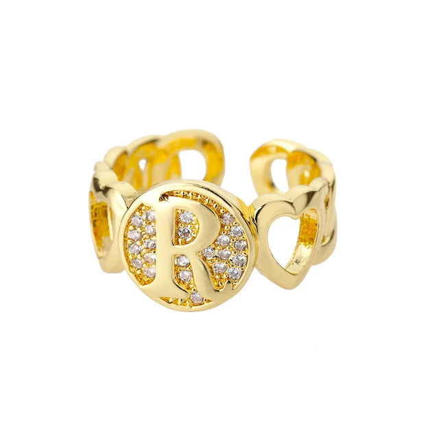 Pre Order:  Alphabet Gold Plated Resizable Ring