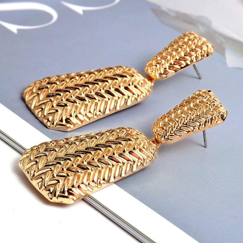 Pre Order:  Basket Weave Texture Drop Earrings