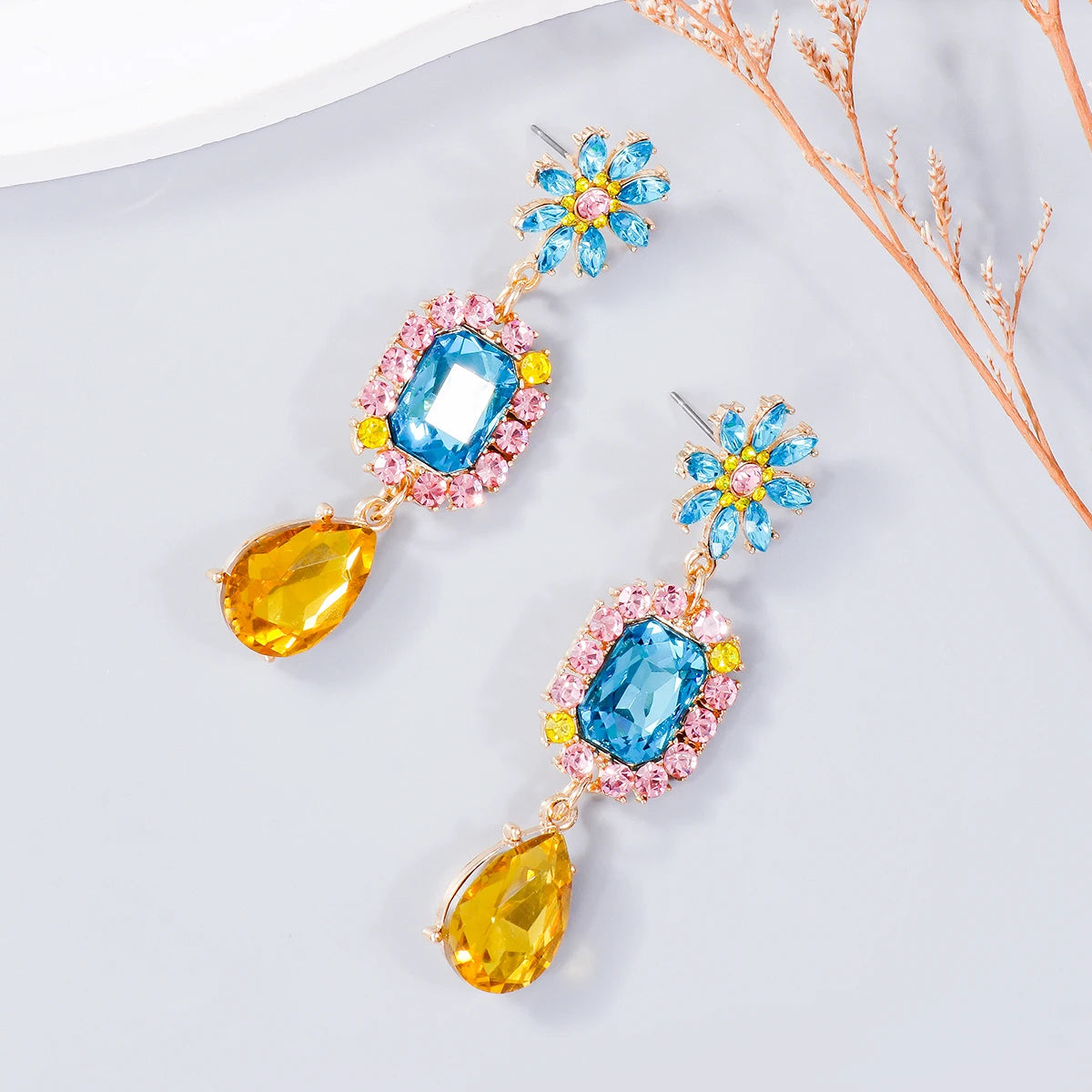 Pre Order:  Crystal Flower Water Drop Earrings