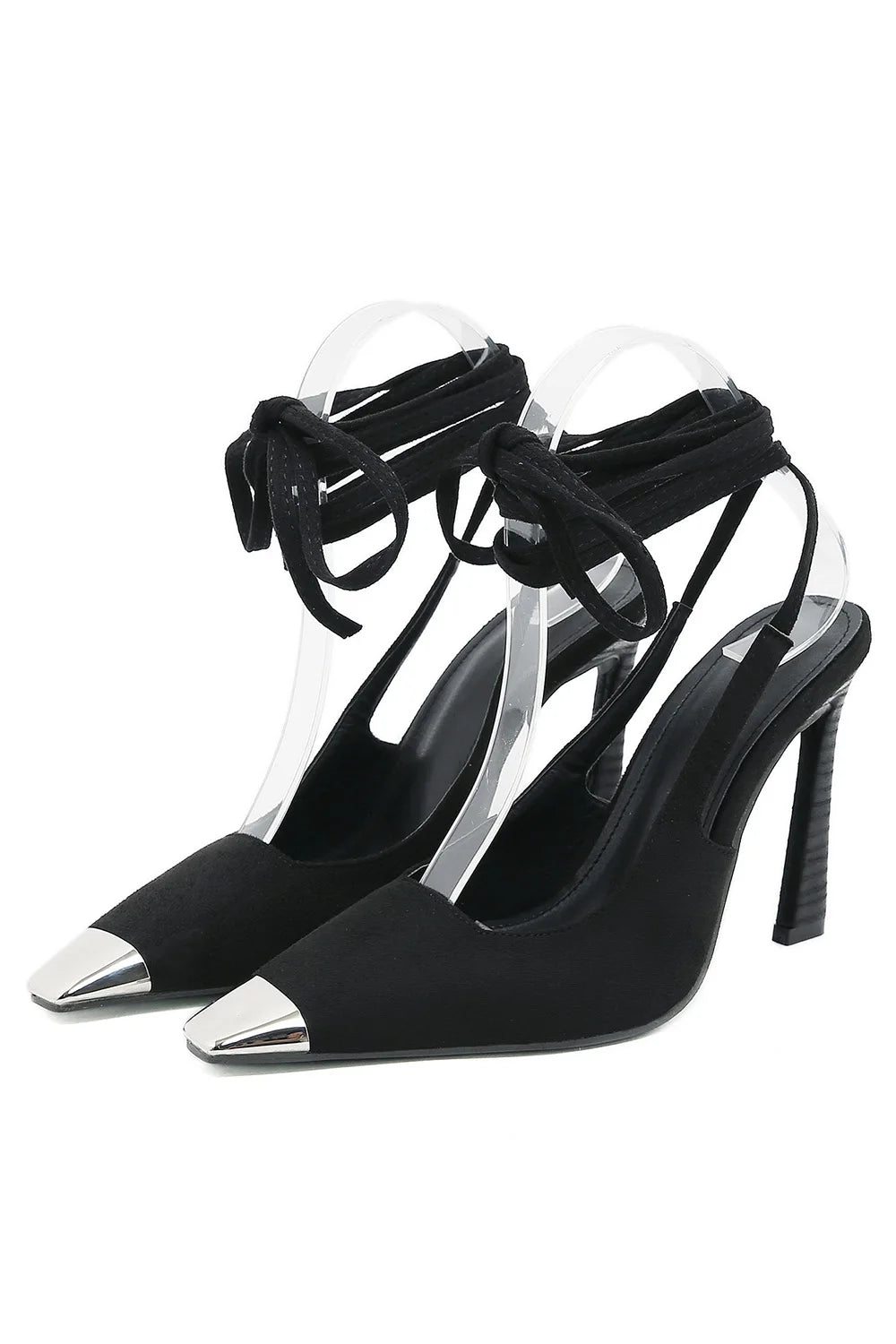 Pre Order:  Square Head Shallow Mouth Strap Stiletto Pumps