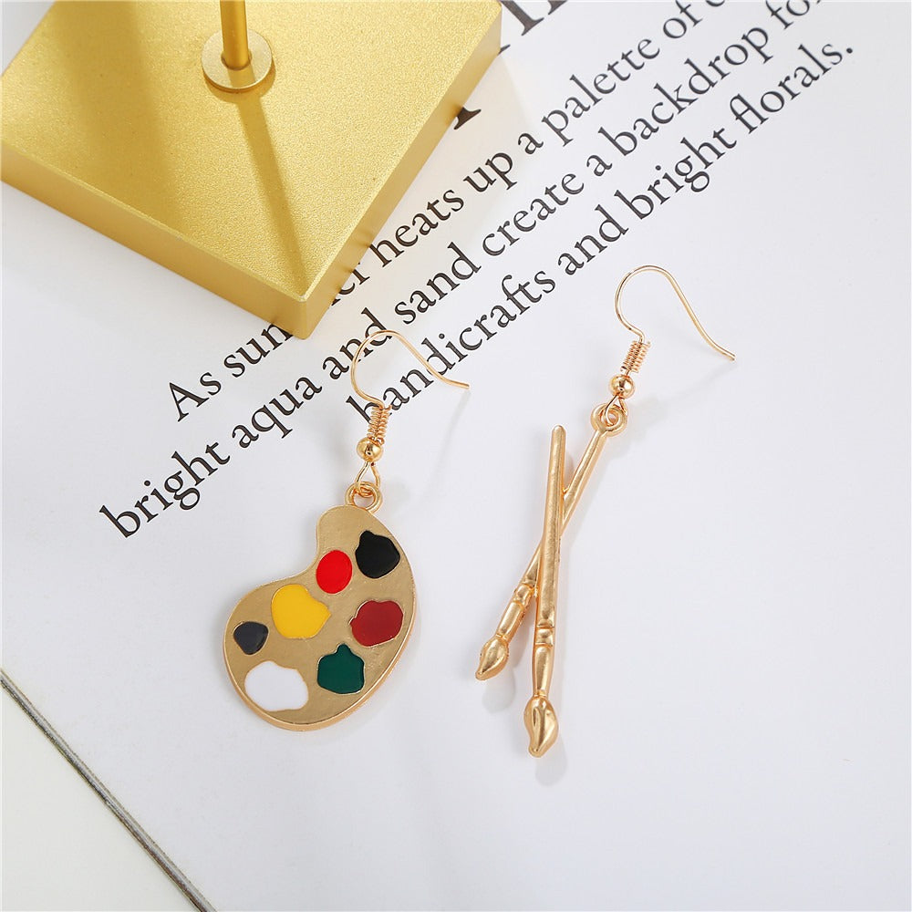 Pre Order:  Asymmetrical Artistic Brushes Color Palettes Hooks Earrings