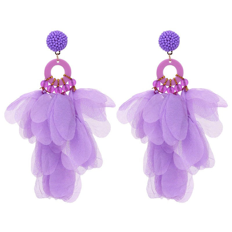 Pre Order:  Soft Petals Beaded Dangling Earrings