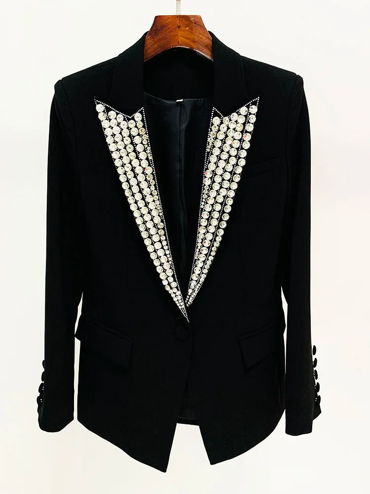 Bejeweled Peak Lapel Evening Blazer