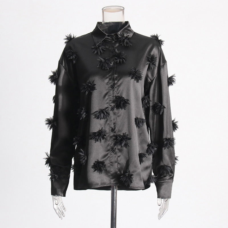 Pre Order:  3D Flower Patchwork Long Sleeve Shirt