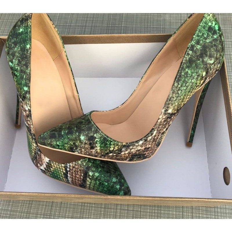 Pre Order:  Green Snake Pattern Stiletto Pumps