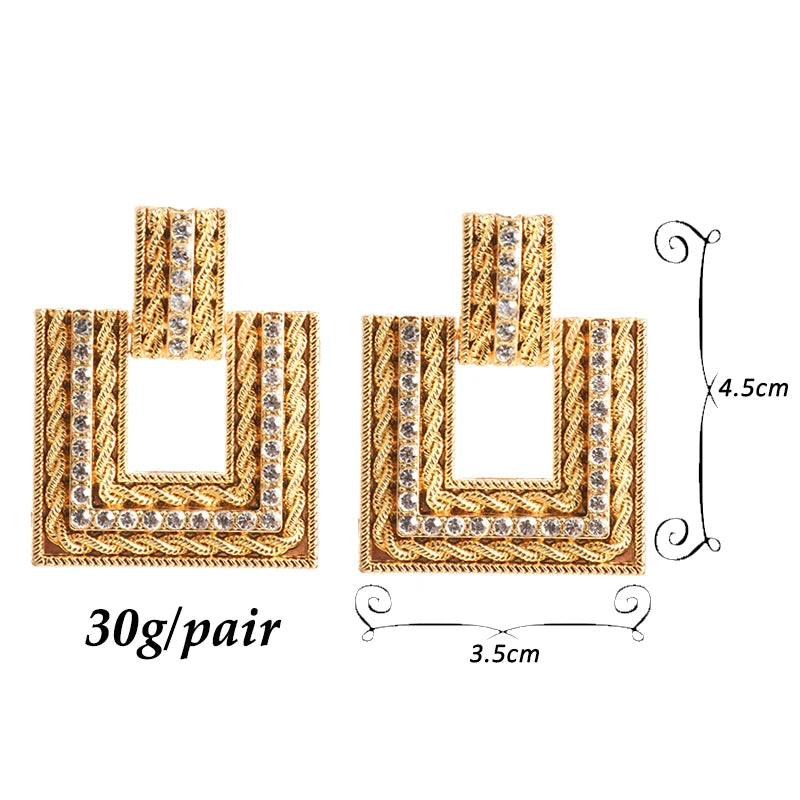 Pre Order:  Rhinestone Embellished Square Stud Earrings