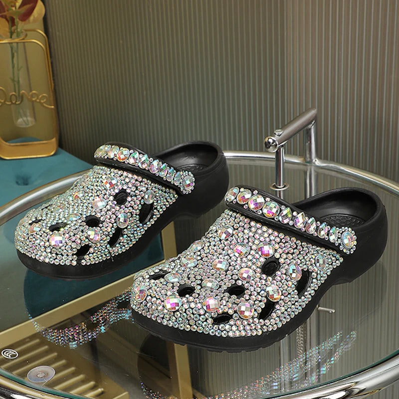 Pre Order:  Solid Rhinestones Mule Sandals